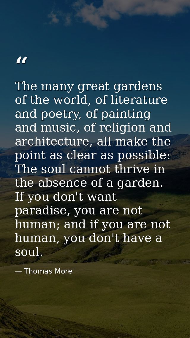 The many great gardens of the world, of literature and poetry, of painting and music, of religion and architecture, all  — Thomas More