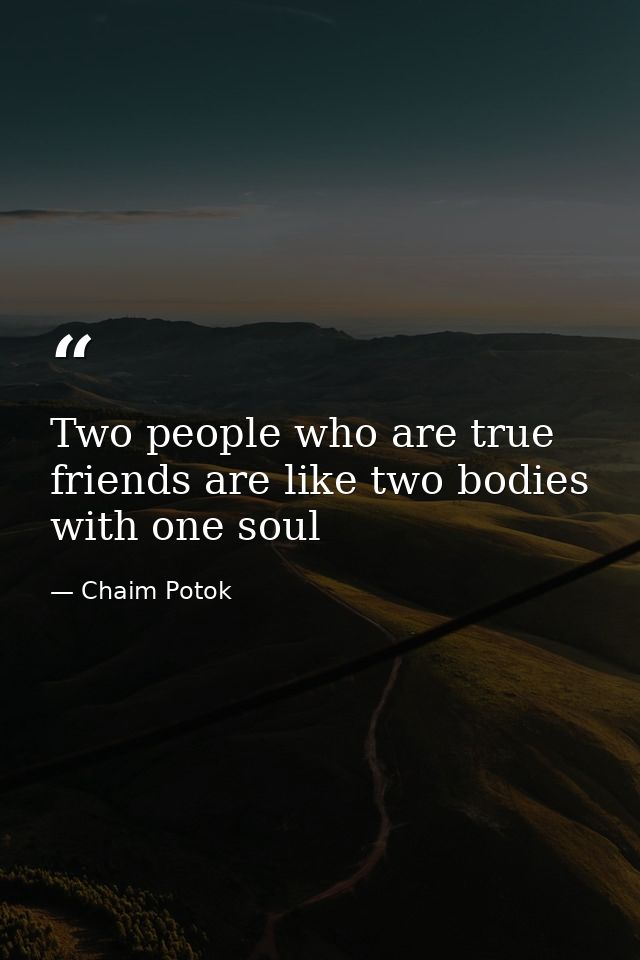 Two people who are true friends are like two bodies with one soul — Chaim Potok