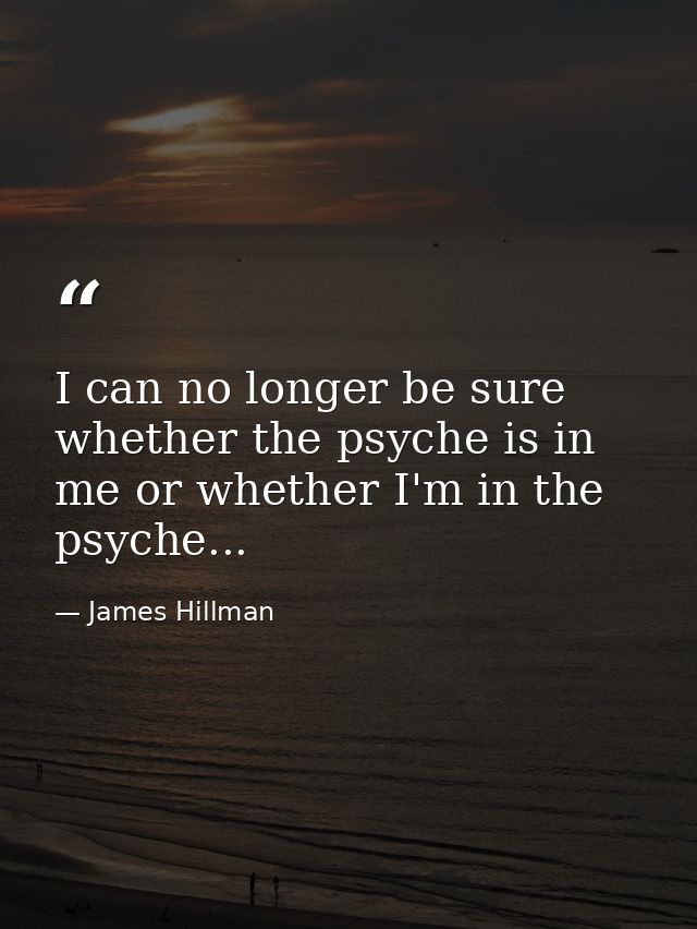 I can no longer be sure whether the psyche is in me or whether I'm in the psyche... — James Hillman