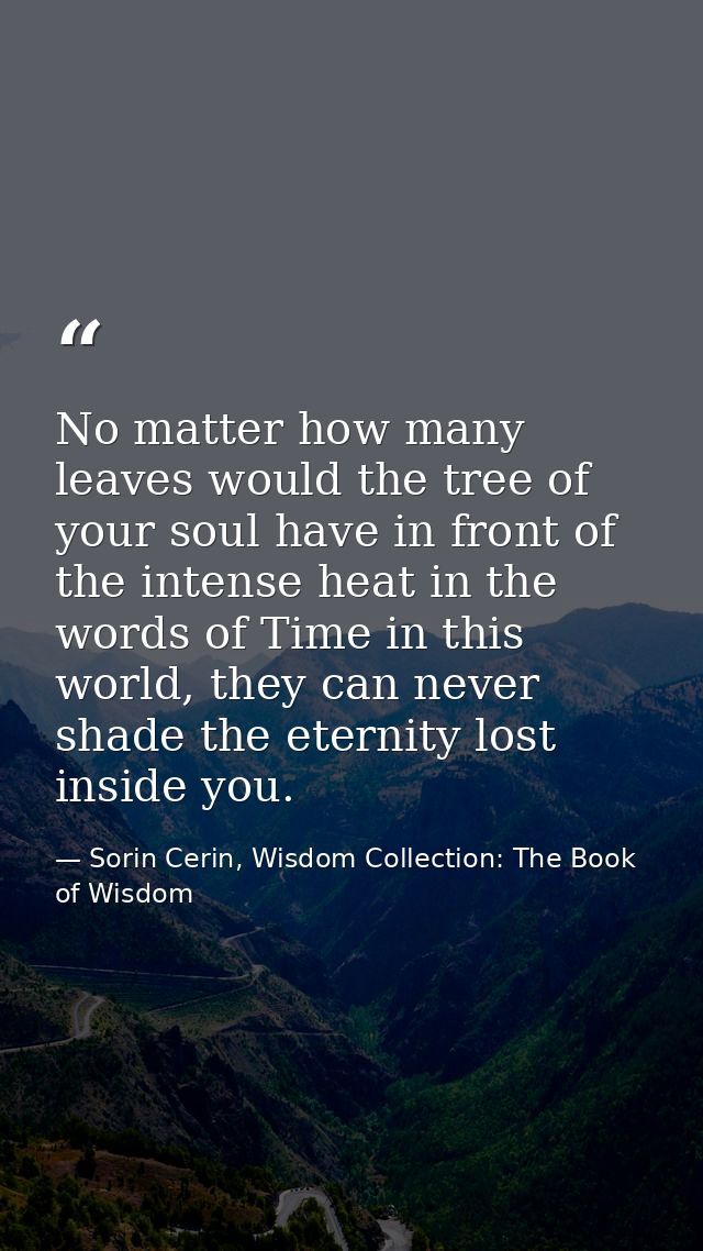 No matter how many leaves would the tree of your soul have in front of the intense heat in the words of Time in this wor — Sorin Cerin, Wisdom Collection: The Book of Wisdom