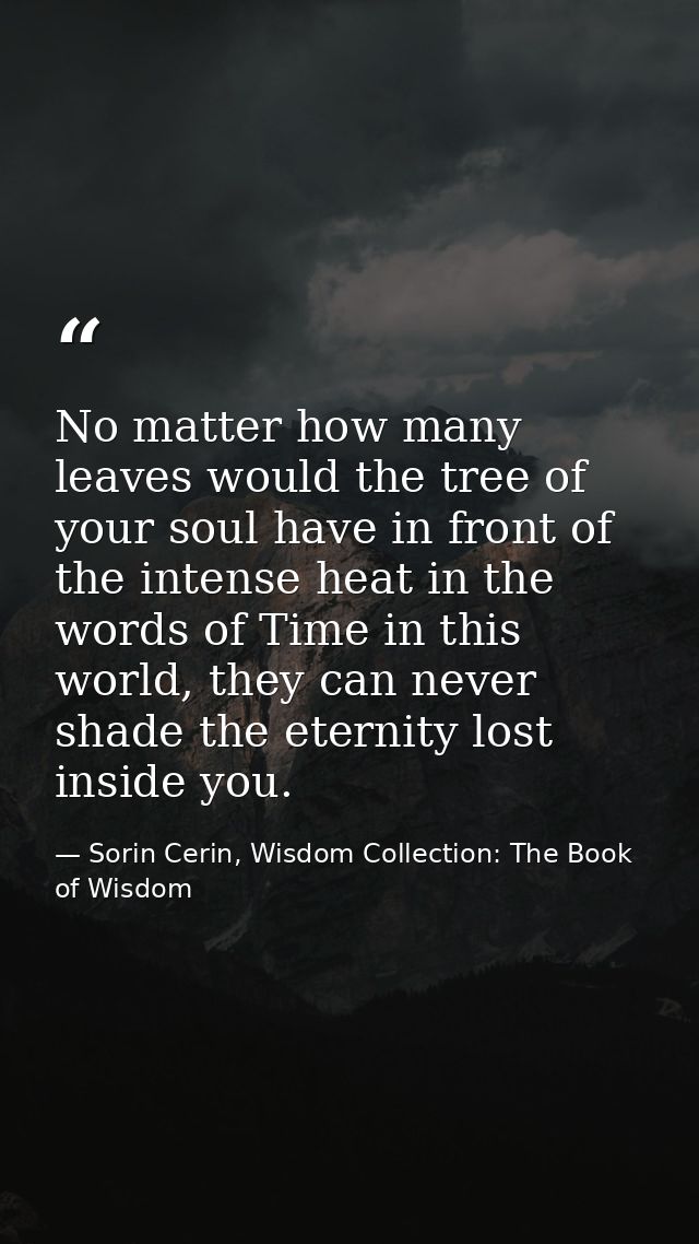 No matter how many leaves would the tree of your soul have in front of the intense heat in the words of Time in this wor — Sorin Cerin, Wisdom Collection: The Book of Wisdom