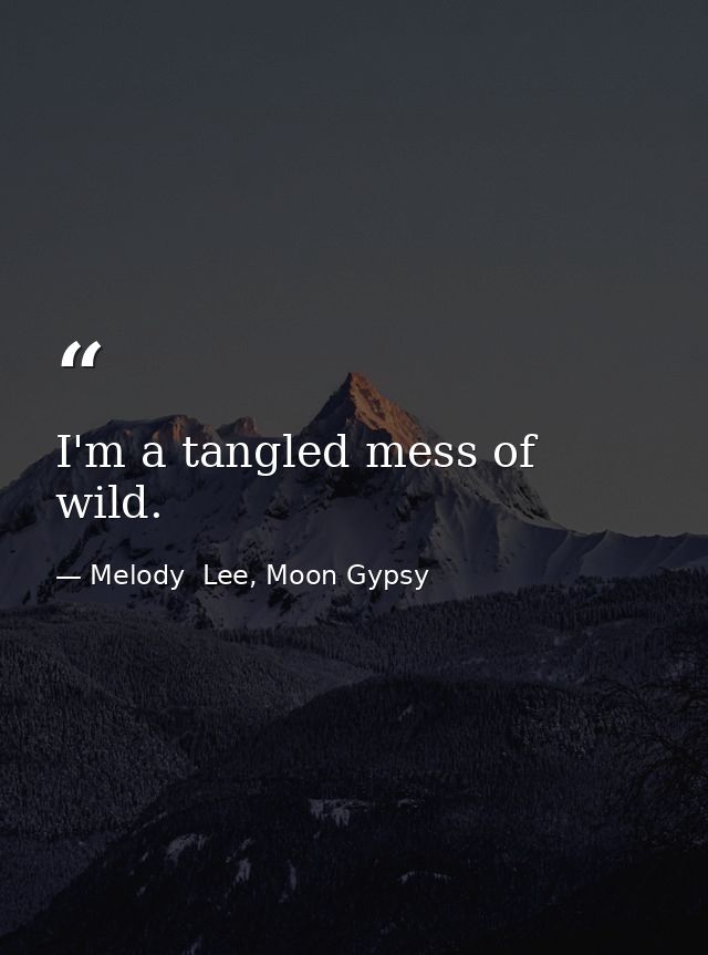 I'm a tangled mess of wild. — Melody  Lee, Moon Gypsy