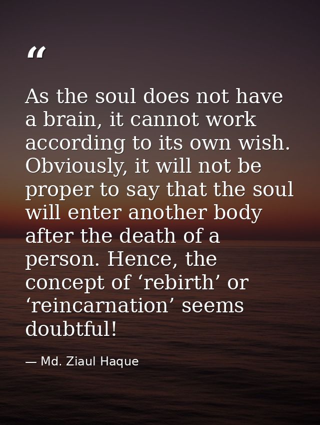 As the soul does not have a brain, it cannot work according to its own wish. Obviously, it will not be proper to say tha — Md. Ziaul Haque