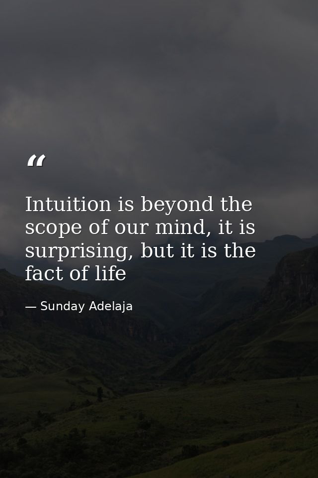 Intuition is beyond the scope of our mind, it is surprising, but it is the fact of life — Sunday Adelaja
