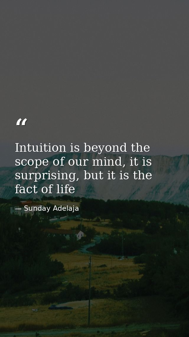 Intuition is beyond the scope of our mind, it is surprising, but it is the fact of life — Sunday Adelaja