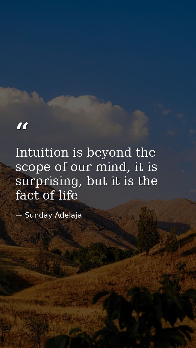 Intuition is beyond the scope of our mind, it is surprising, but it is the fact of life — Sunday Adelaja