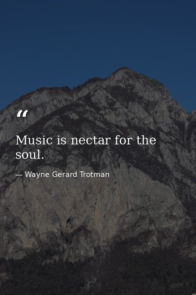 Music is nectar for the soul. — Wayne Gerard Trotman