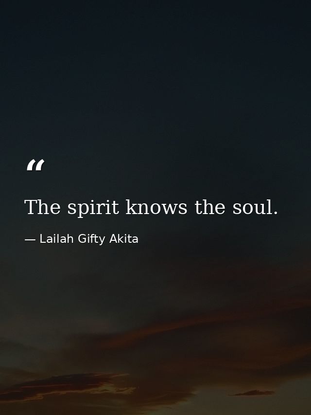 The spirit knows the soul. — Lailah Gifty Akita