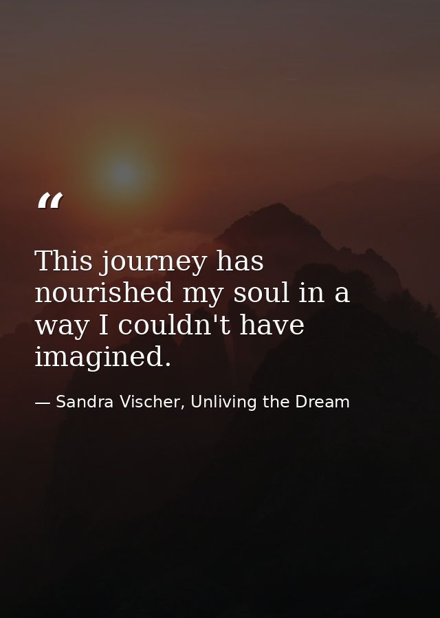 This journey has nourished my soul in a way I couldn't have imagined. — Sandra Vischer, Unliving the Dream