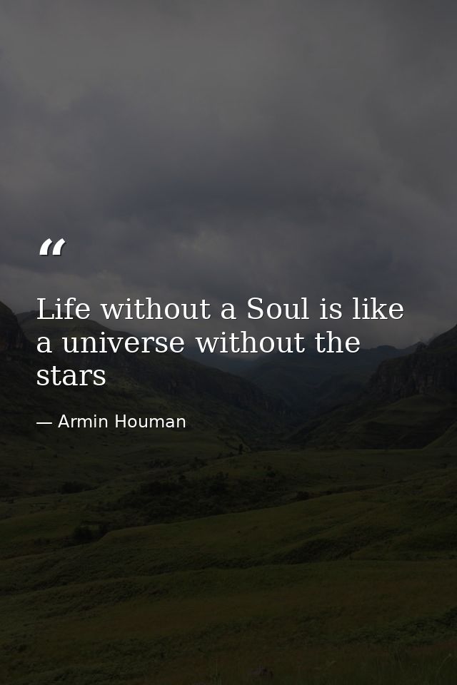Life without a Soul is like a universe without the stars — Armin Houman