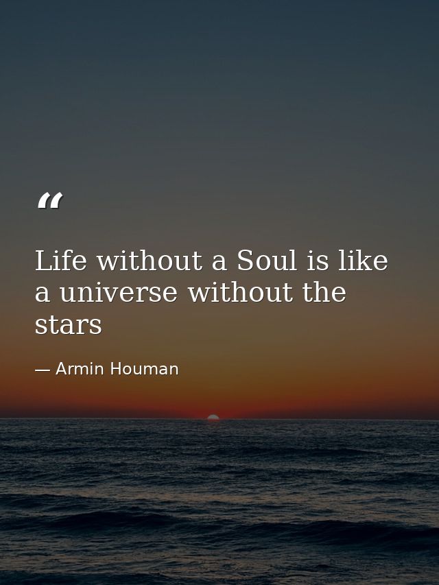 Life without a Soul is like a universe without the stars — Armin Houman