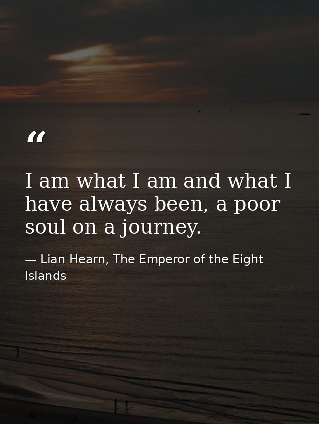 I am what I am and what I have always been, a poor soul on a journey. — Lian Hearn, The Emperor of the Eight Islands