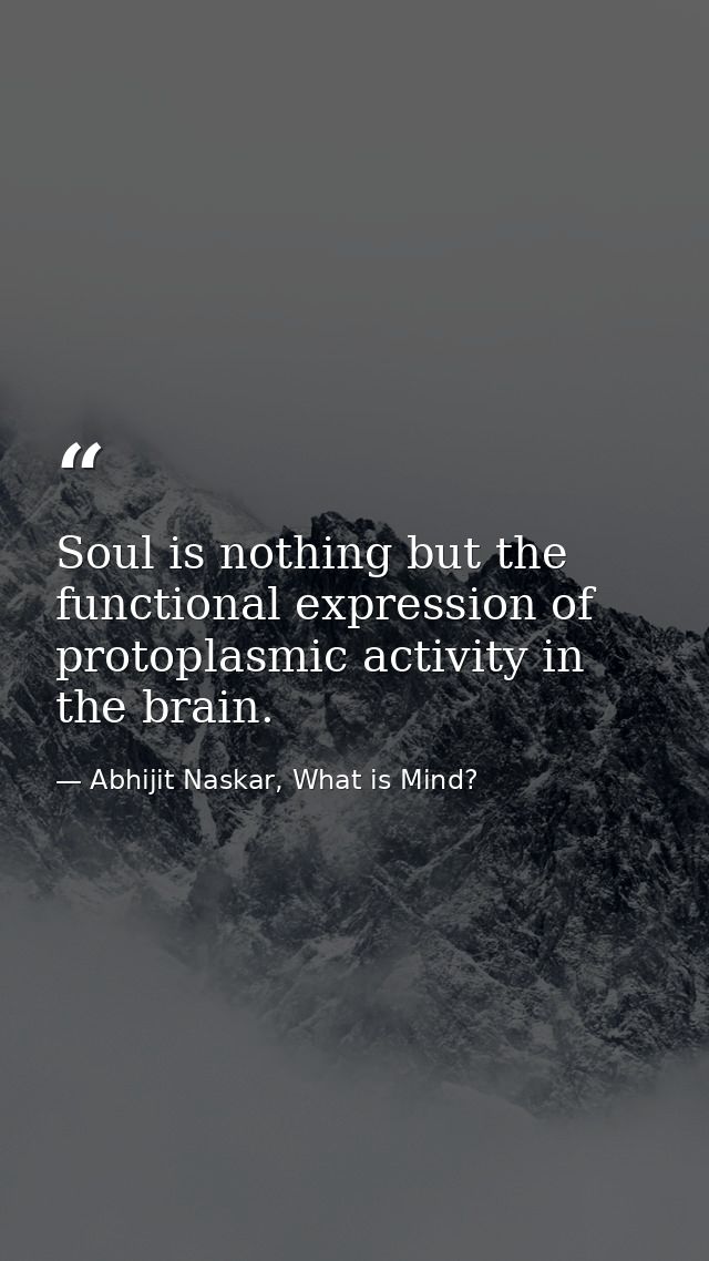 Soul is nothing but the functional expression of protoplasmic activity in the brain. — Abhijit Naskar, What is Mind?