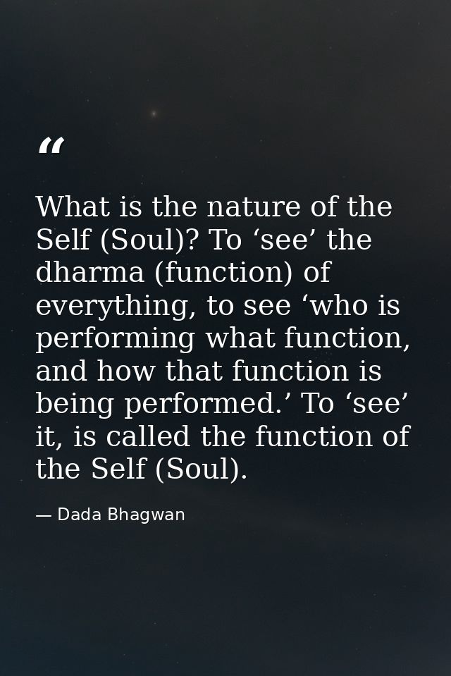 What is the nature of the Self (Soul)? To ‘see’ the dharma (function) of everything, to see ‘who is performing what func — Dada Bhagwan