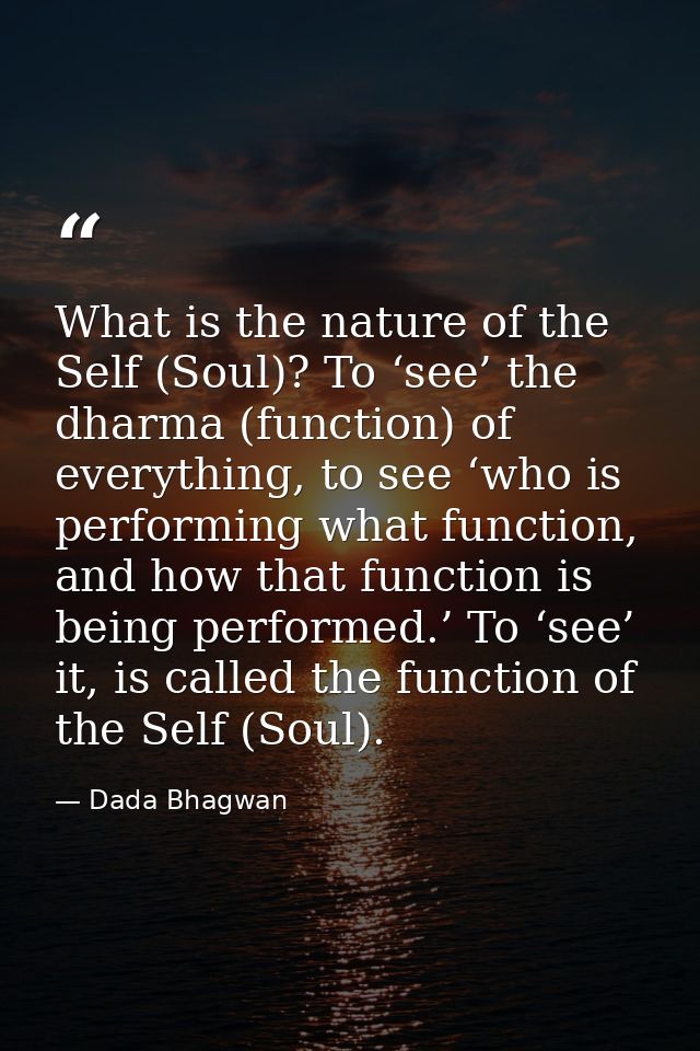 What is the nature of the Self (Soul)? To ‘see’ the dharma (function) of everything, to see ‘who is performing what func — Dada Bhagwan