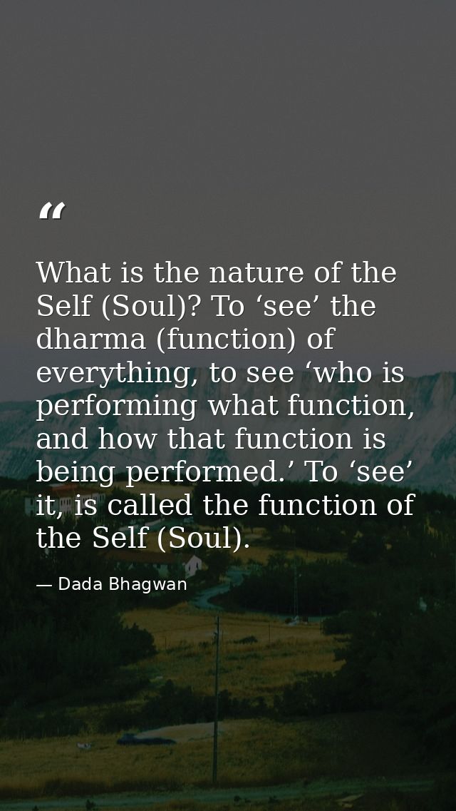 What is the nature of the Self (Soul)? To ‘see’ the dharma (function) of everything, to see ‘who is performing what func — Dada Bhagwan