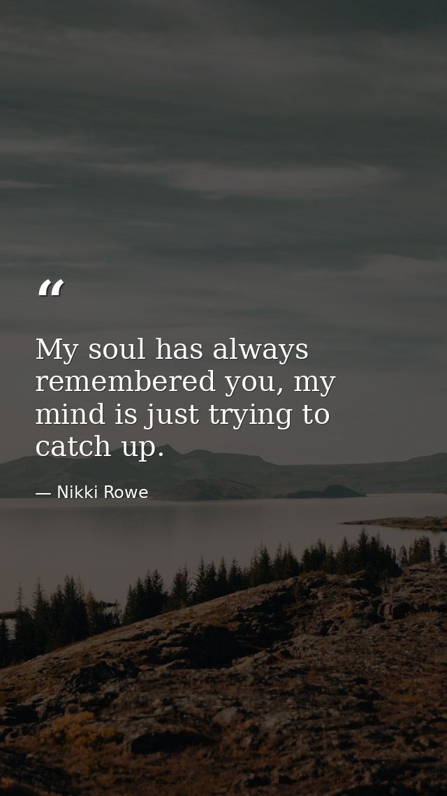 My soul has always remembered you, my mind is just trying to catch up. — Nikki Rowe