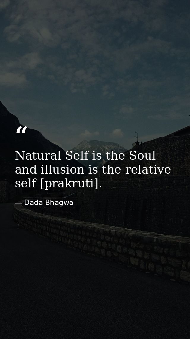 Natural Self is the Soul and illusion is the relative self [prakruti]. — Dada Bhagwa