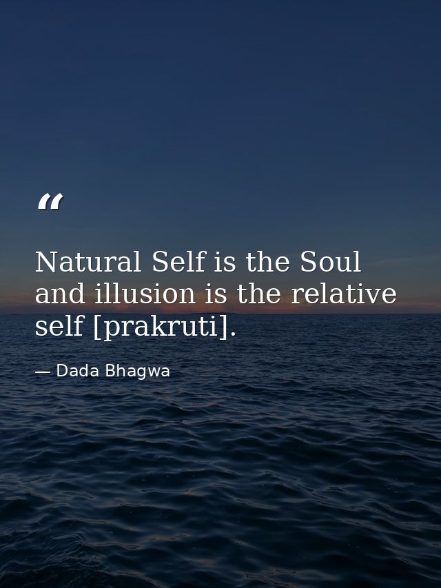 Natural Self is the Soul and illusion is the relative self [prakruti]. — Dada Bhagwa