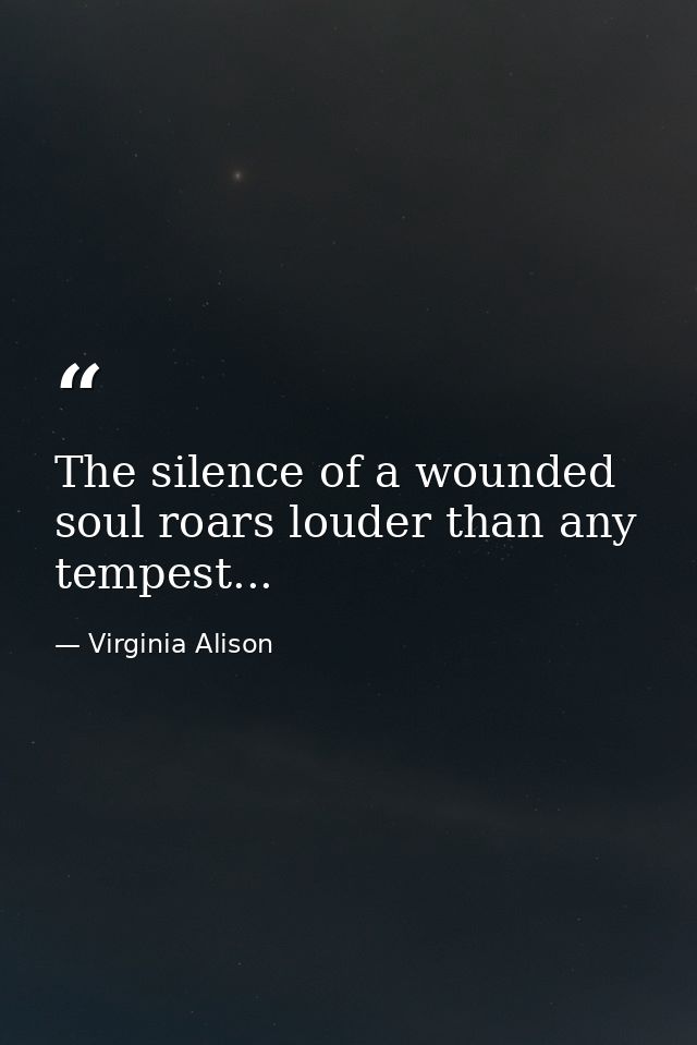 The silence of a wounded soul roars louder than any tempest... — Virginia Alison