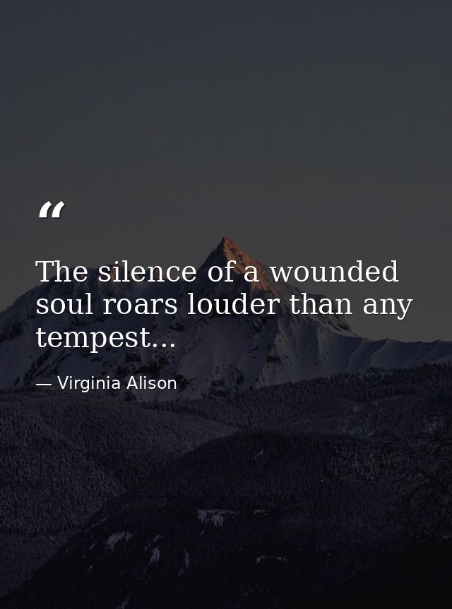 The silence of a wounded soul roars louder than any tempest... — Virginia Alison