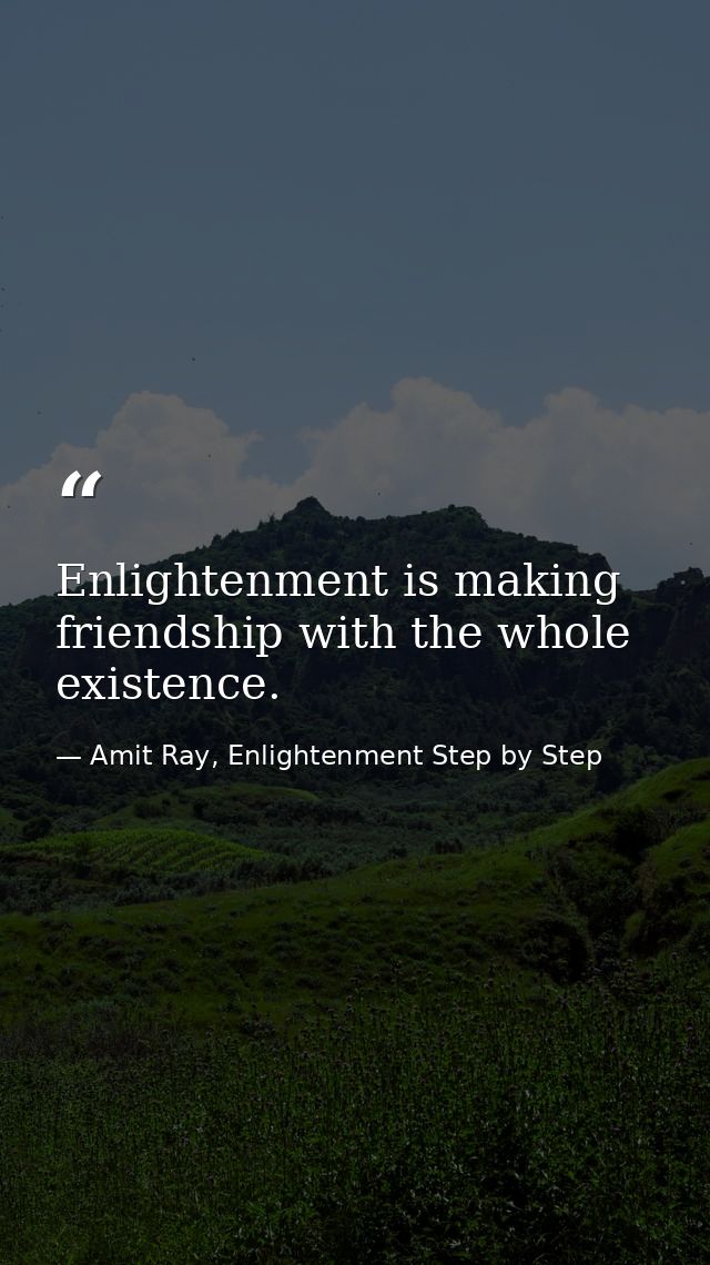 Enlightenment is making friendship with the whole existence. — Amit Ray, Enlightenment Step by Step
