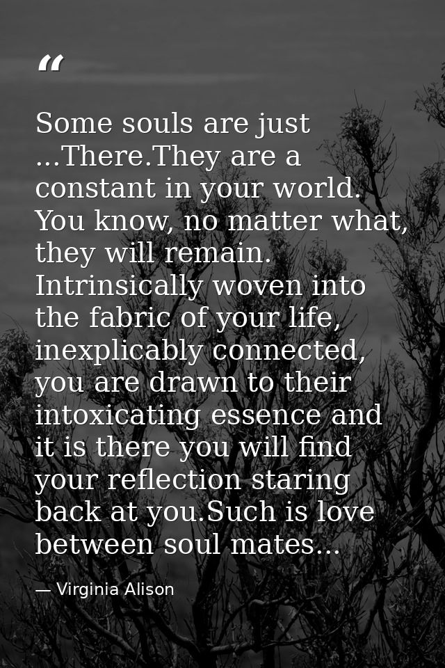 Some souls are just ...There.They are a constant in your world. You know, no matter what, they will remain. Intrinsicall — Virginia Alison