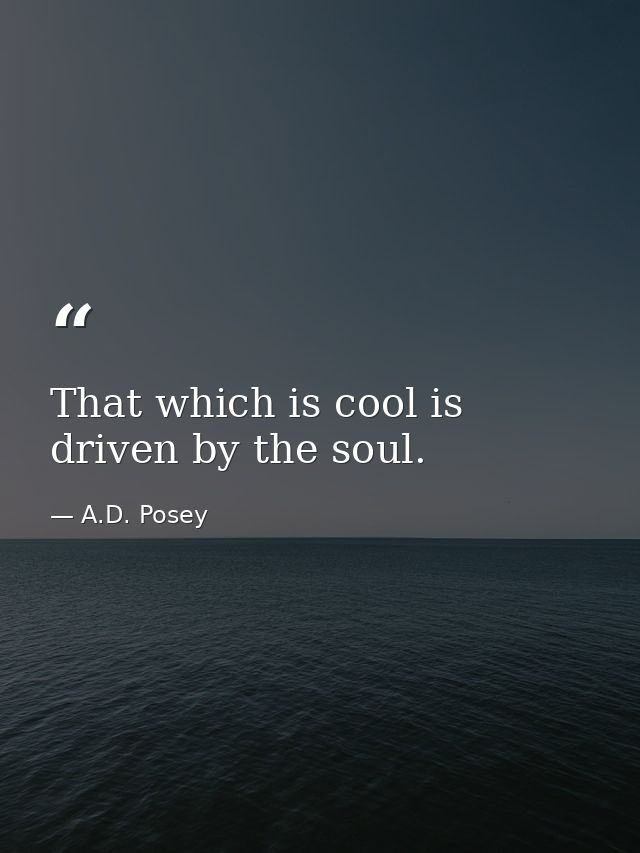 That which is cool is driven by the soul. — A.D. Posey