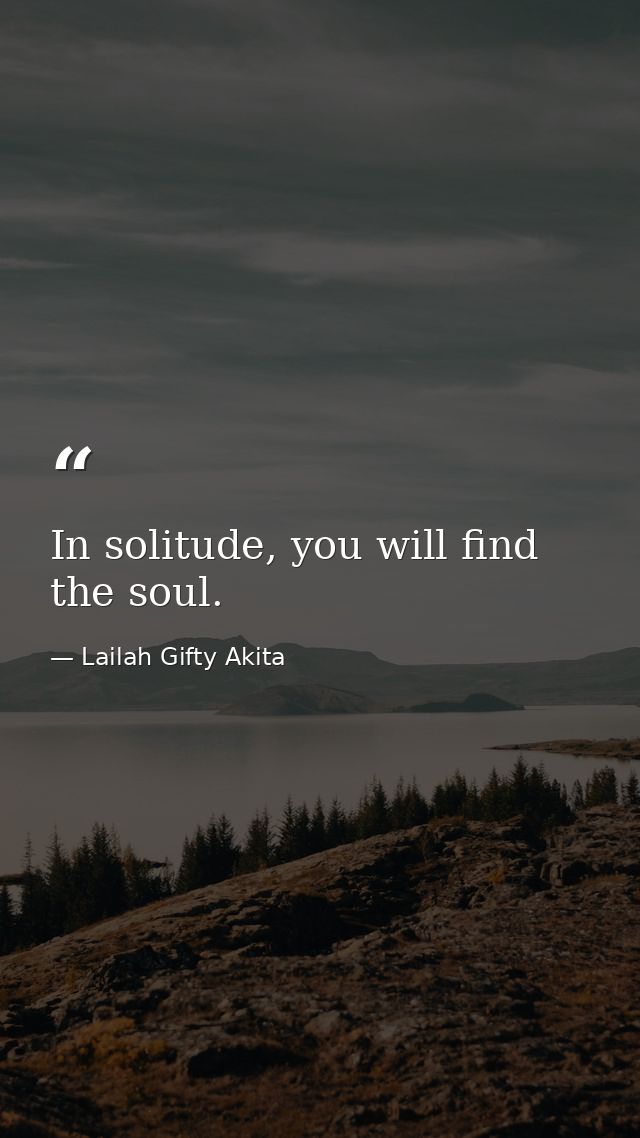 In solitude, you will find the soul. — Lailah Gifty Akita