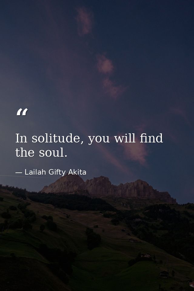 In solitude, you will find the soul. — Lailah Gifty Akita