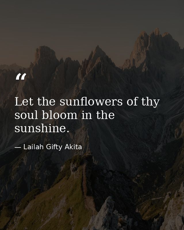 Let the sunflowers of thy soul bloom in the sunshine. — Lailah Gifty Akita