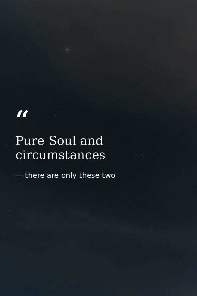 Pure Soul and circumstances — there are only these two