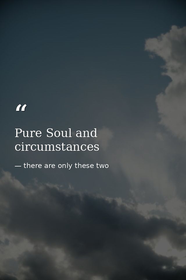 Pure Soul and circumstances — there are only these two