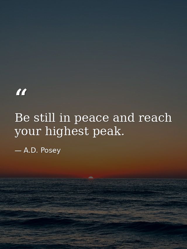 Be still in peace and reach your highest peak. — A.D. Posey