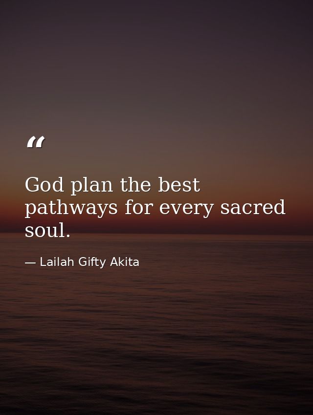 God plan the best pathways for every sacred soul. — Lailah Gifty Akita