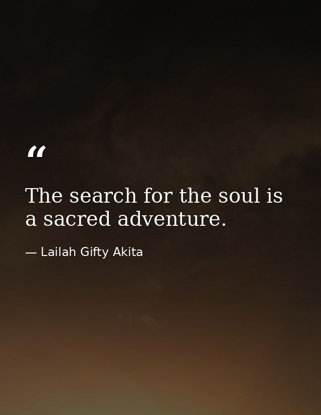 The search for the soul is a sacred adventure. — Lailah Gifty Akita