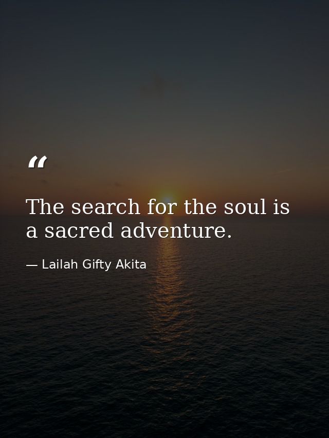 The search for the soul is a sacred adventure. — Lailah Gifty Akita