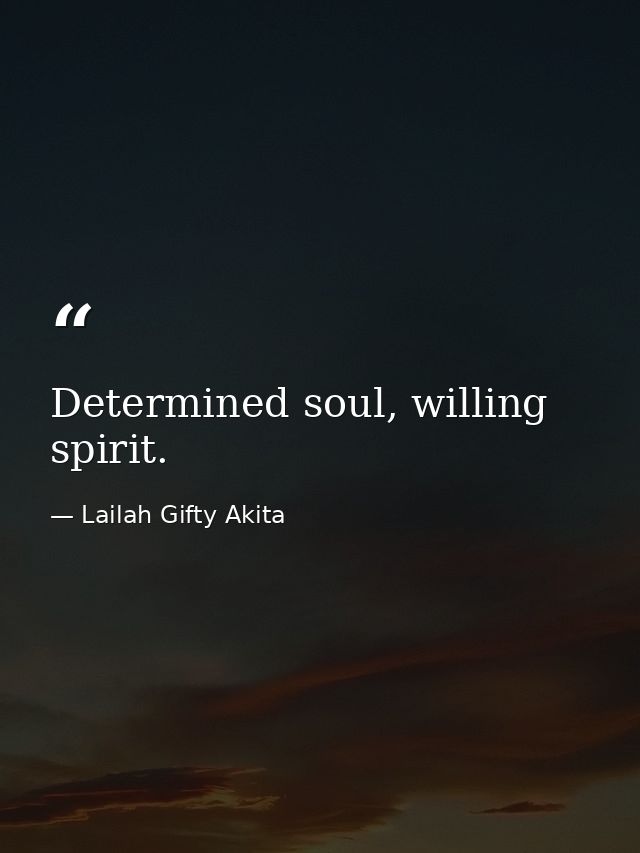 Determined soul, willing spirit. — Lailah Gifty Akita