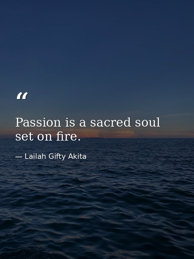 Passion is a sacred soul set on fire. — Lailah Gifty Akita