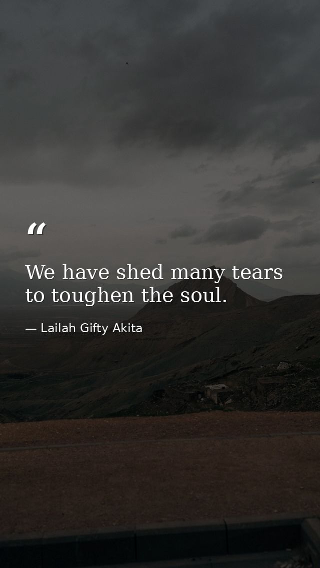 We have shed many tears to toughen the soul. — Lailah Gifty Akita