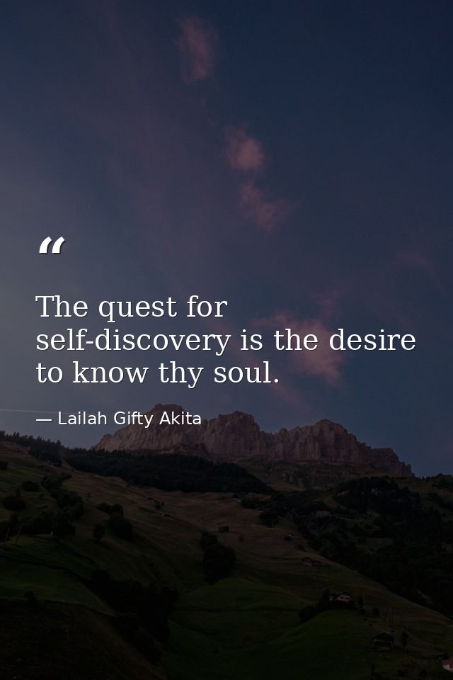 The quest for self-discovery is the desire to know thy soul. — Lailah Gifty Akita