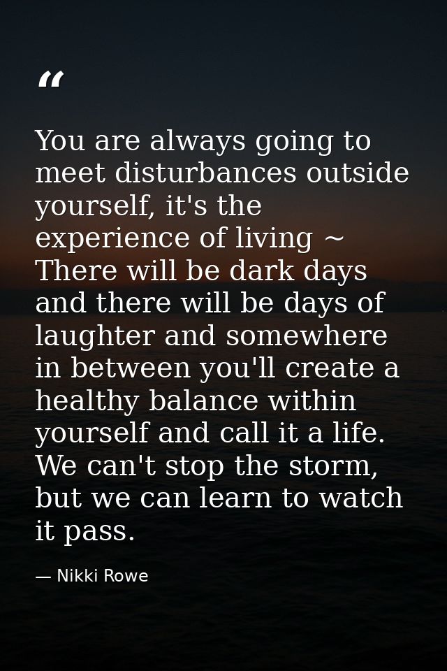You are always going to meet disturbances outside yourself, it's the experience of living ~ There will be dark days and  — Nikki Rowe