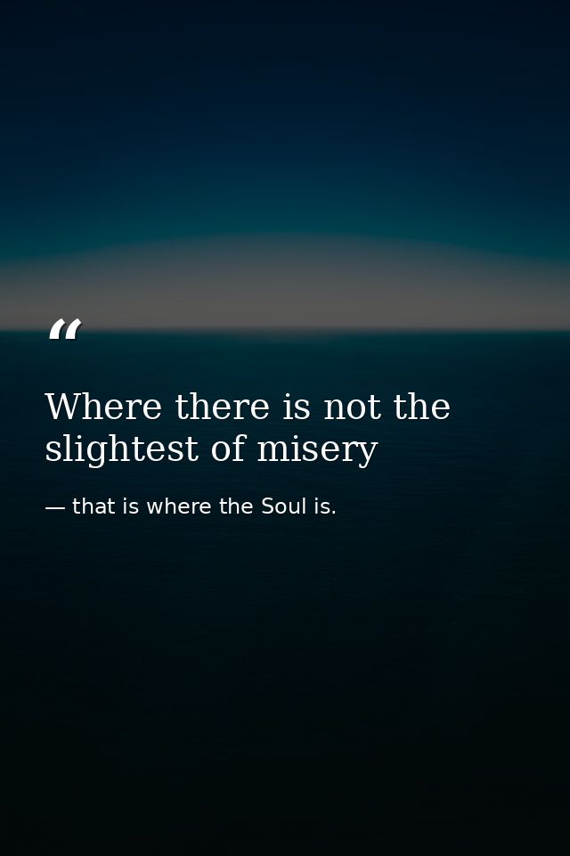 Where there is not the slightest of misery — that is where the Soul is.