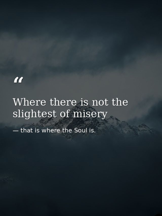 Where there is not the slightest of misery — that is where the Soul is.