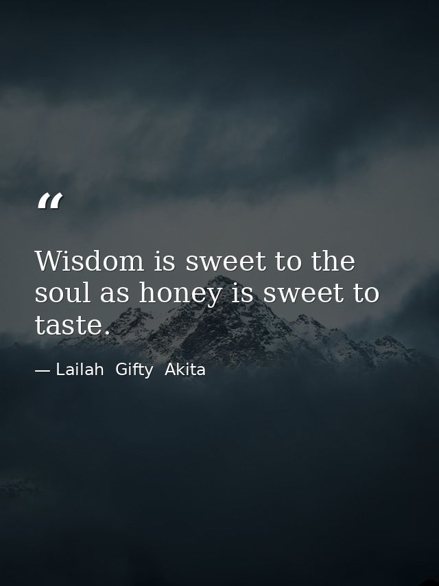 Wisdom is sweet to the soul as honey is sweet to taste. — Lailah  Gifty  Akita