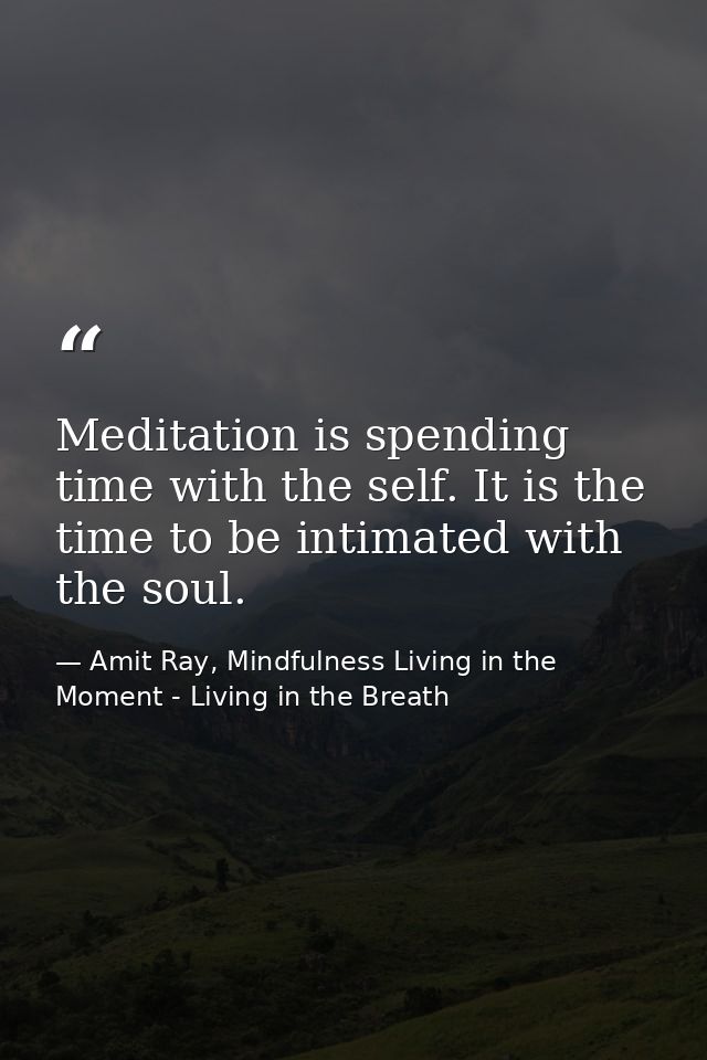 Meditation is spending time with the self. It is the time to be intimated with the soul. — Amit Ray, Mindfulness Living in the Moment - Living in the Breath