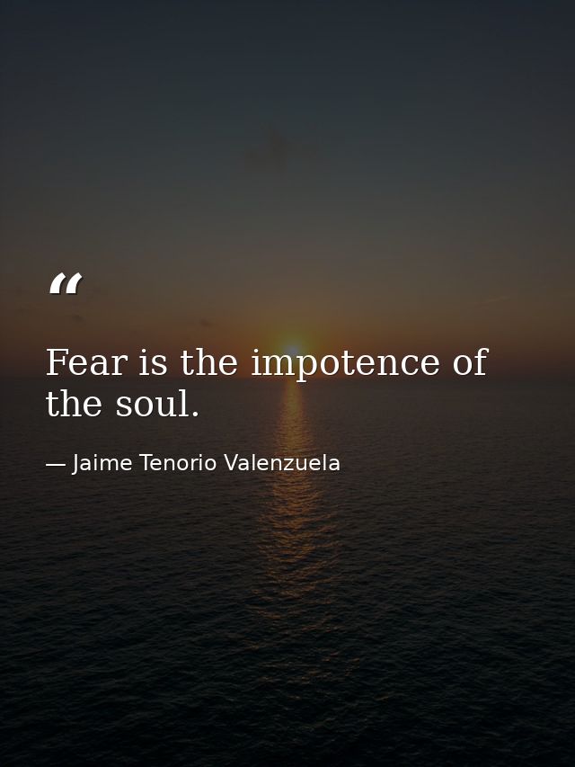 Fear is the impotence of the soul. — Jaime Tenorio Valenzuela