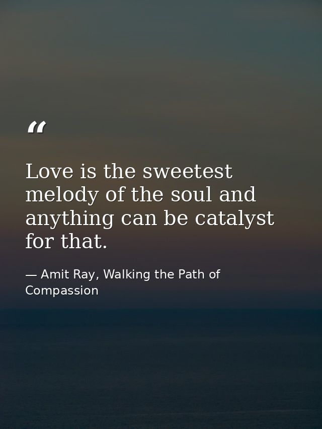 Love is the sweetest melody of the soul and anything can be catalyst for that. — Amit Ray, Walking the Path of Compassion