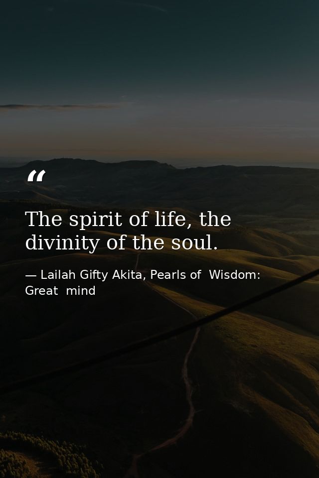 The spirit of life, the divinity of the soul. — Lailah Gifty Akita, Pearls of  Wisdom: Great  mind
