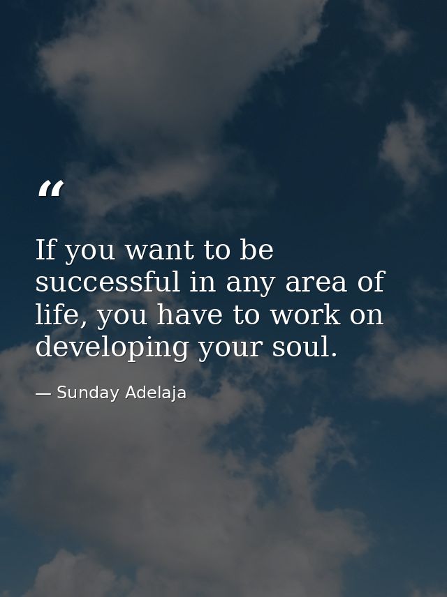 If you want to be successful in any area of life, you have to work on developing your soul. — Sunday Adelaja